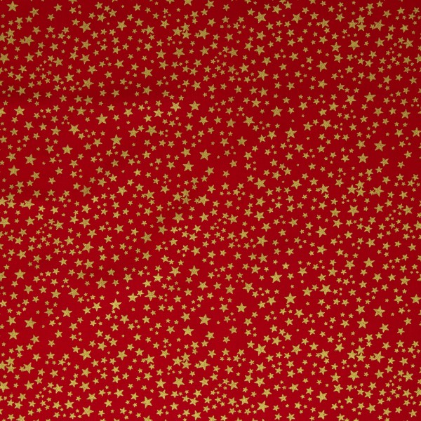 Stoff Weihnachten Neuss rot / gold Sterne 20x150cm Patchworkstoff Quilten