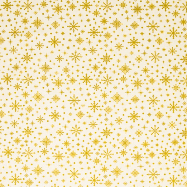 Stoff Weihnachten Neuss weiss/ glold Eiskristalle 20x150cm Patchworkstoff Quilten