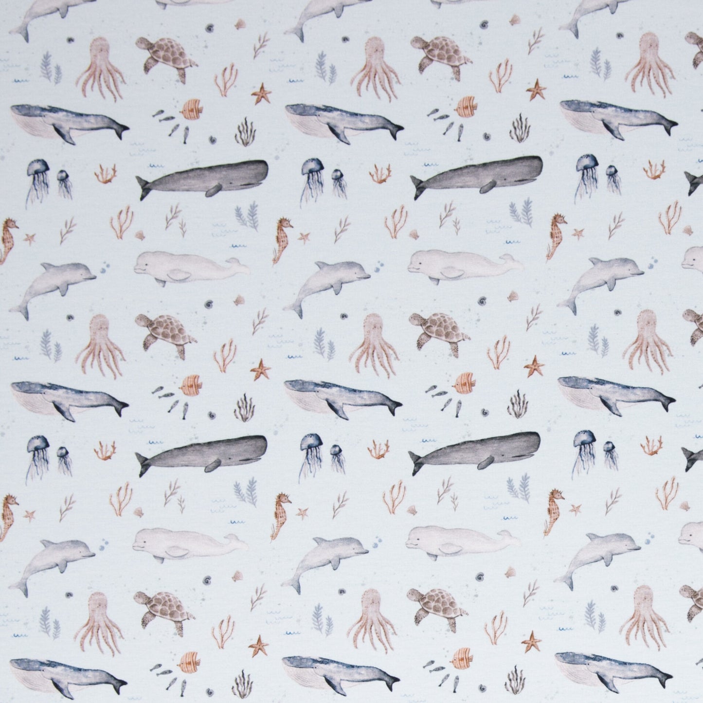 Baumwolljersey Animals by Christiane Zielinski Blauwal hellblau Swafing ab 20 cm