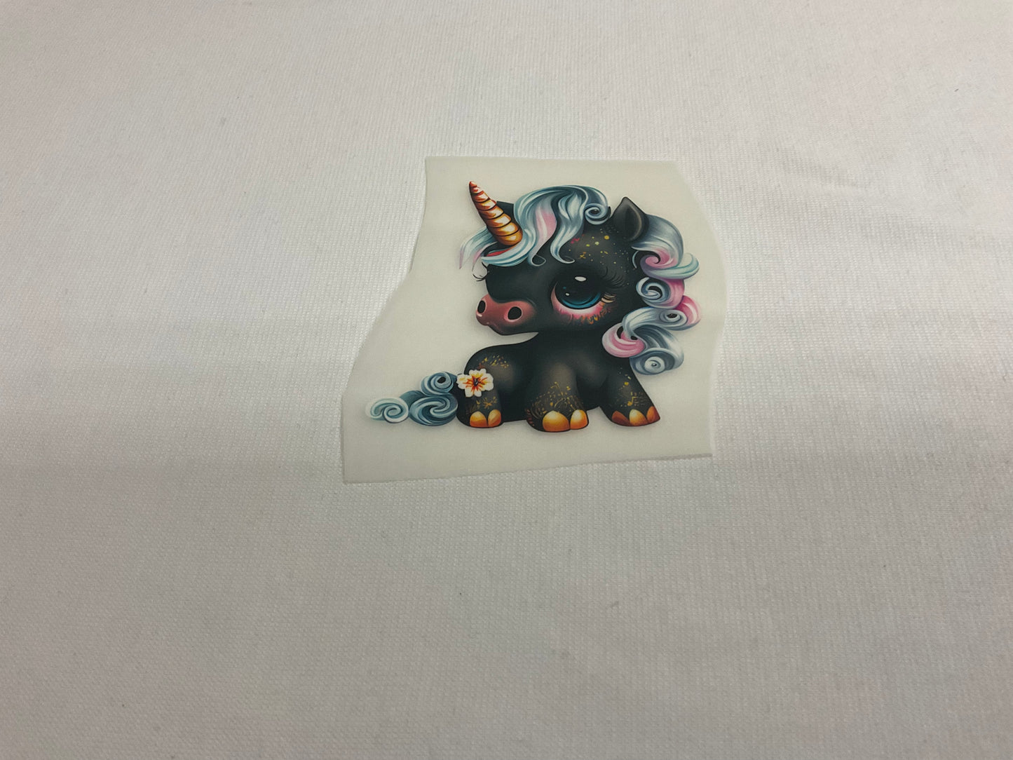 Bügelbild Einhorn Schwarz, Gold 8cm x 8cm (Breite x Höhe )