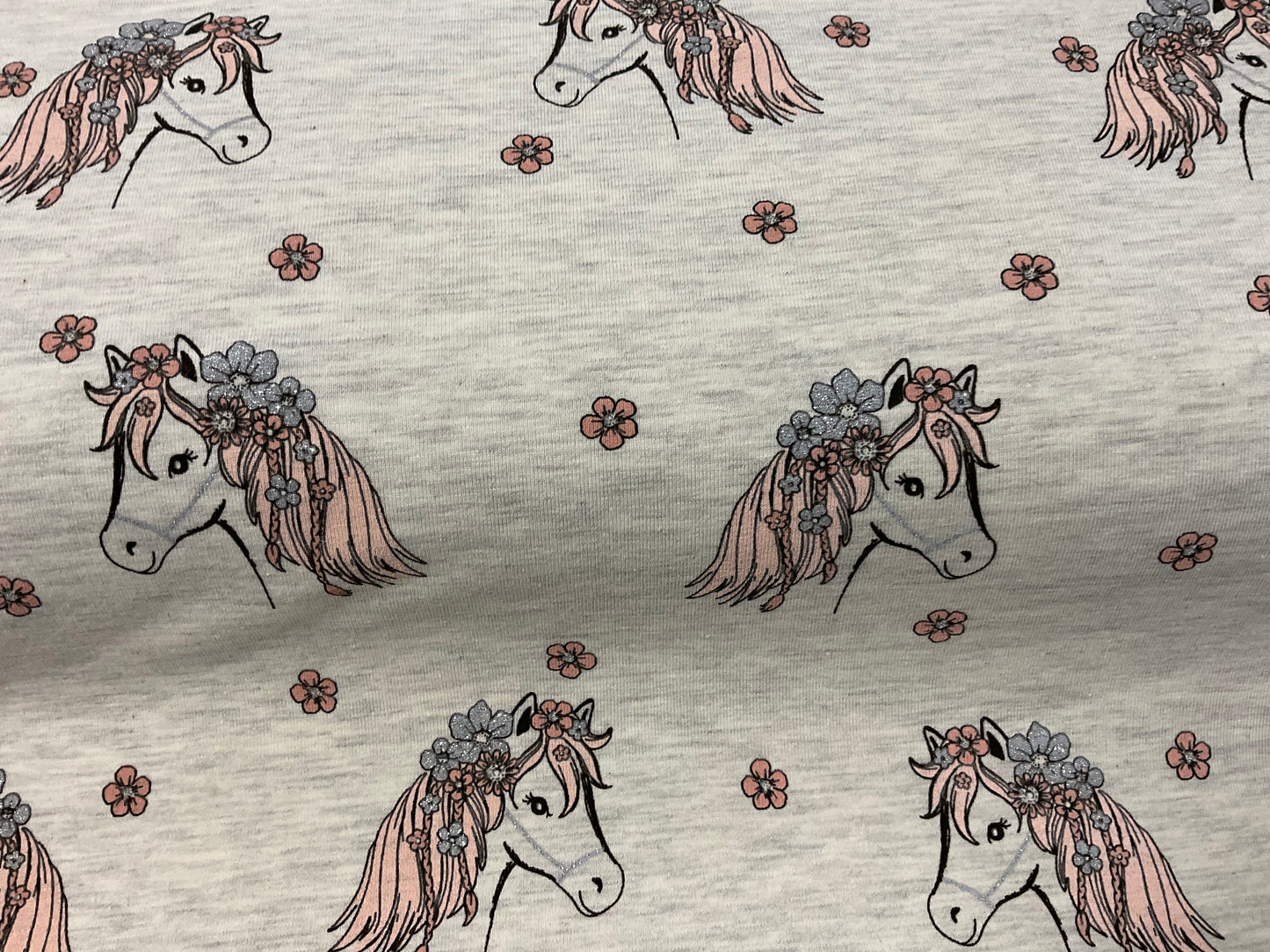 Baumwolljersey Einhorn Glitzer 20 cm