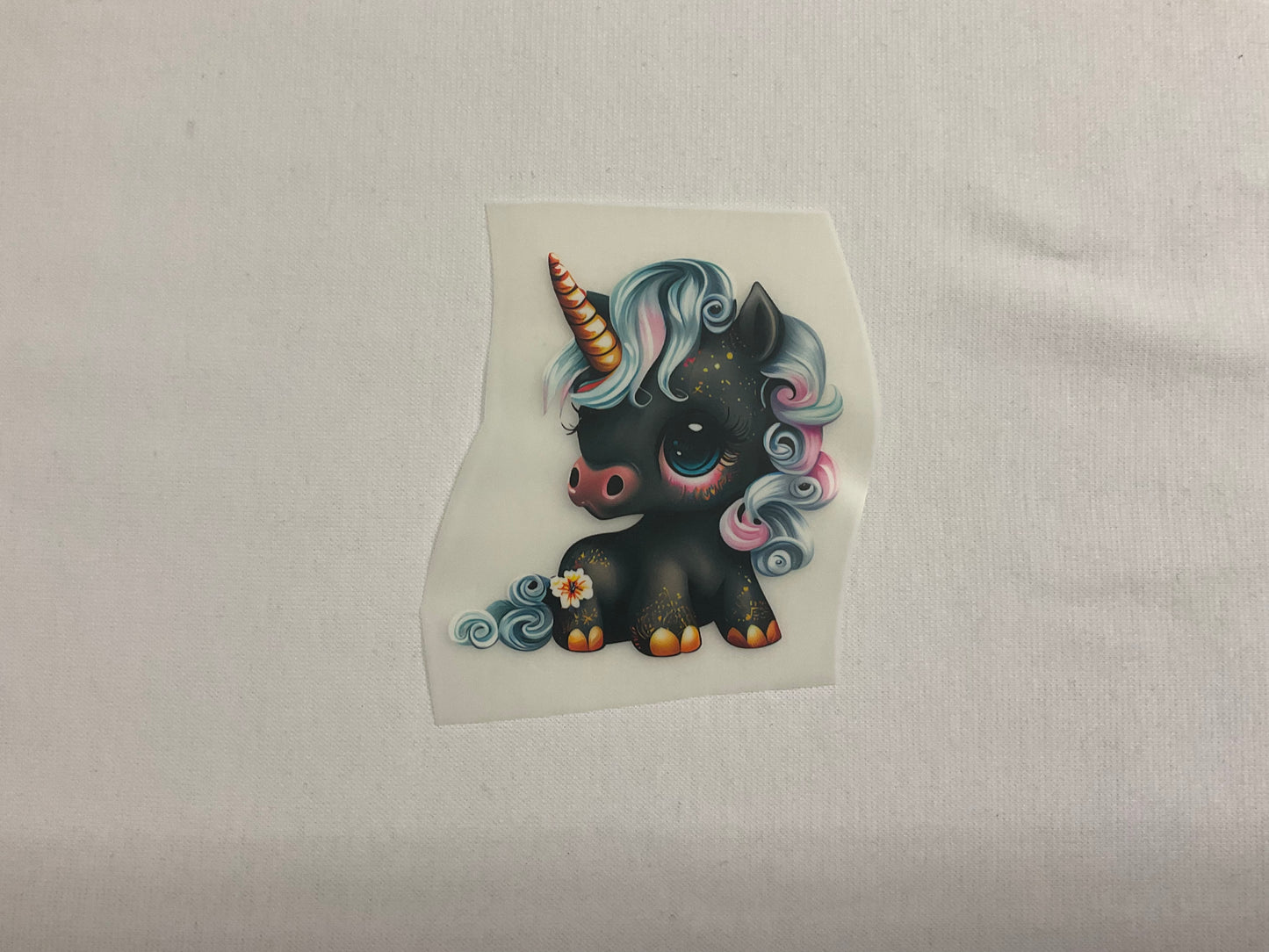 Bügelbild Einhorn Schwarz, Gold 8cm x 8cm (Breite x Höhe )