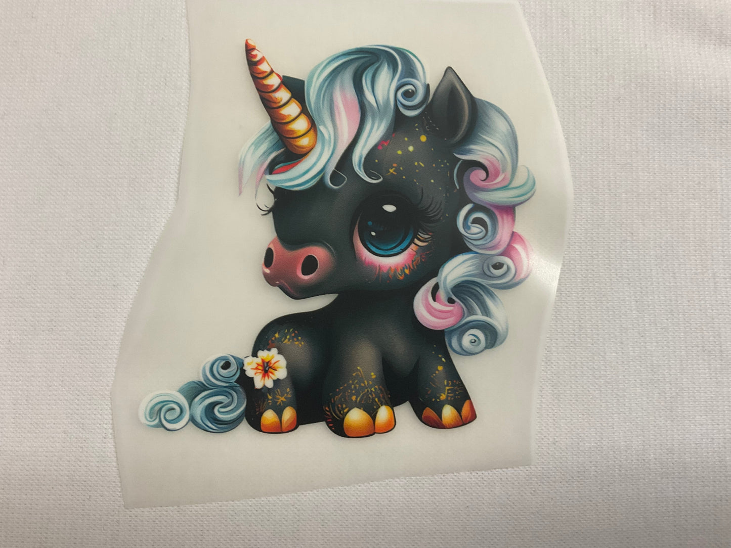 Bügelbild Einhorn Schwarz, Gold 8cm x 8cm (Breite x Höhe )