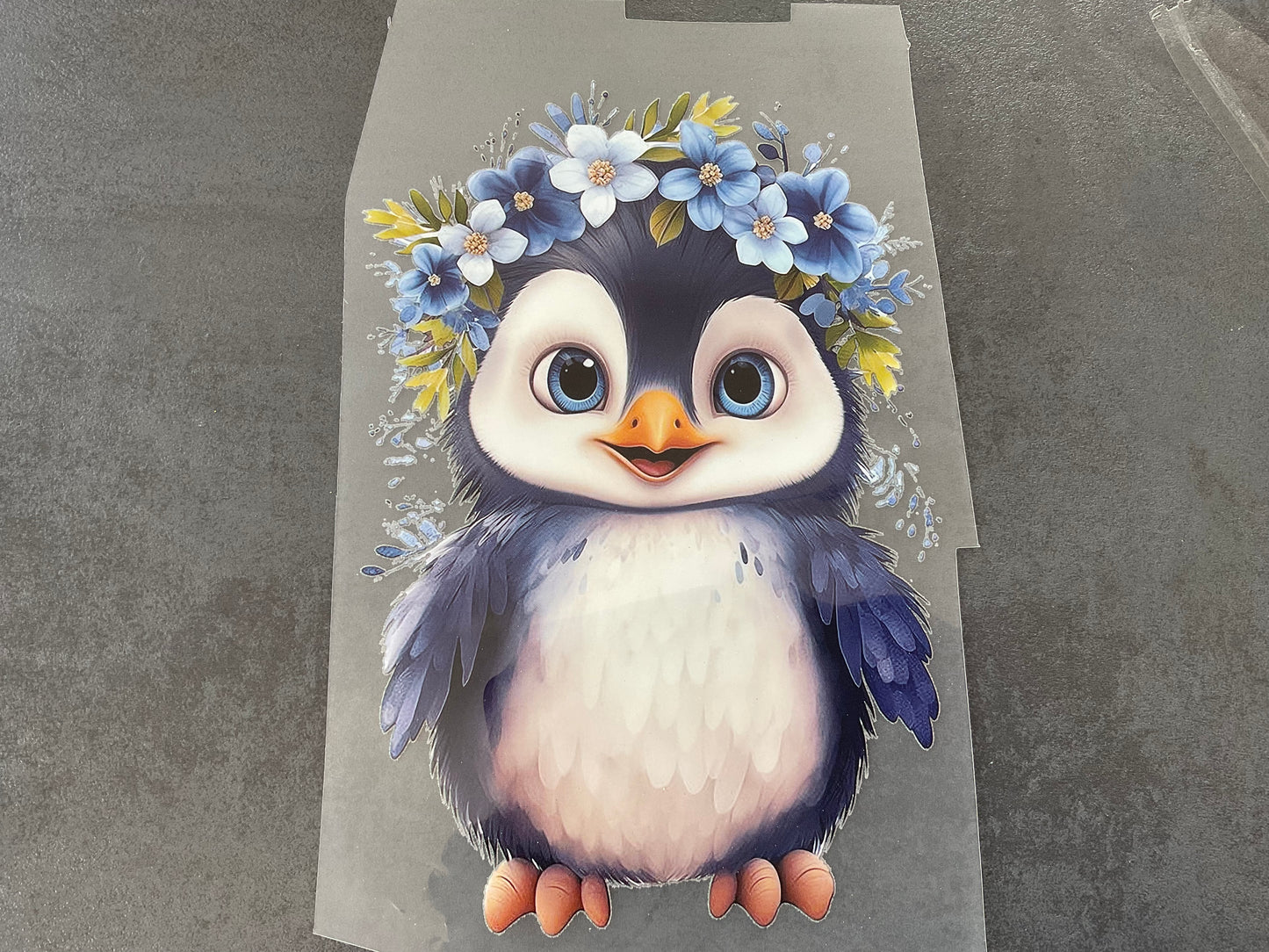 Bügelbild Pinguin blau 21 cm 14,5 cm (Breite x Höhe )