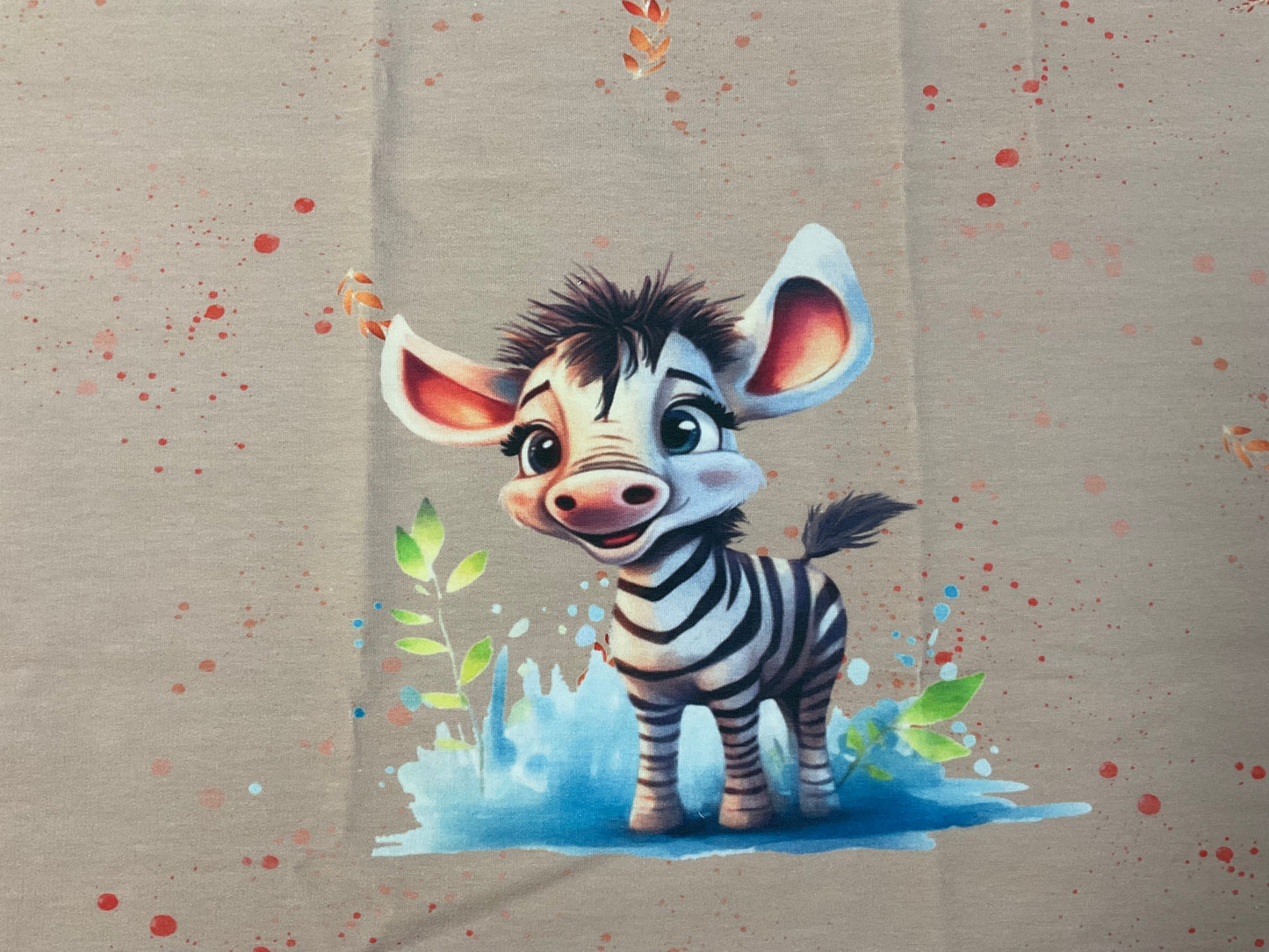 Panel Zebra / Wasser Eigenproduktionen French Terry ca. 40 x 45 cm