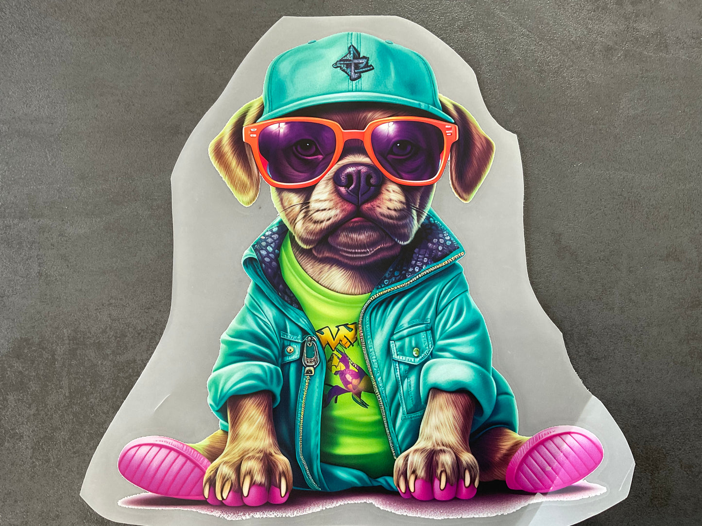 Bügelbild Hund neon 20,5 x 21,5 cm (Breite x Höhe )