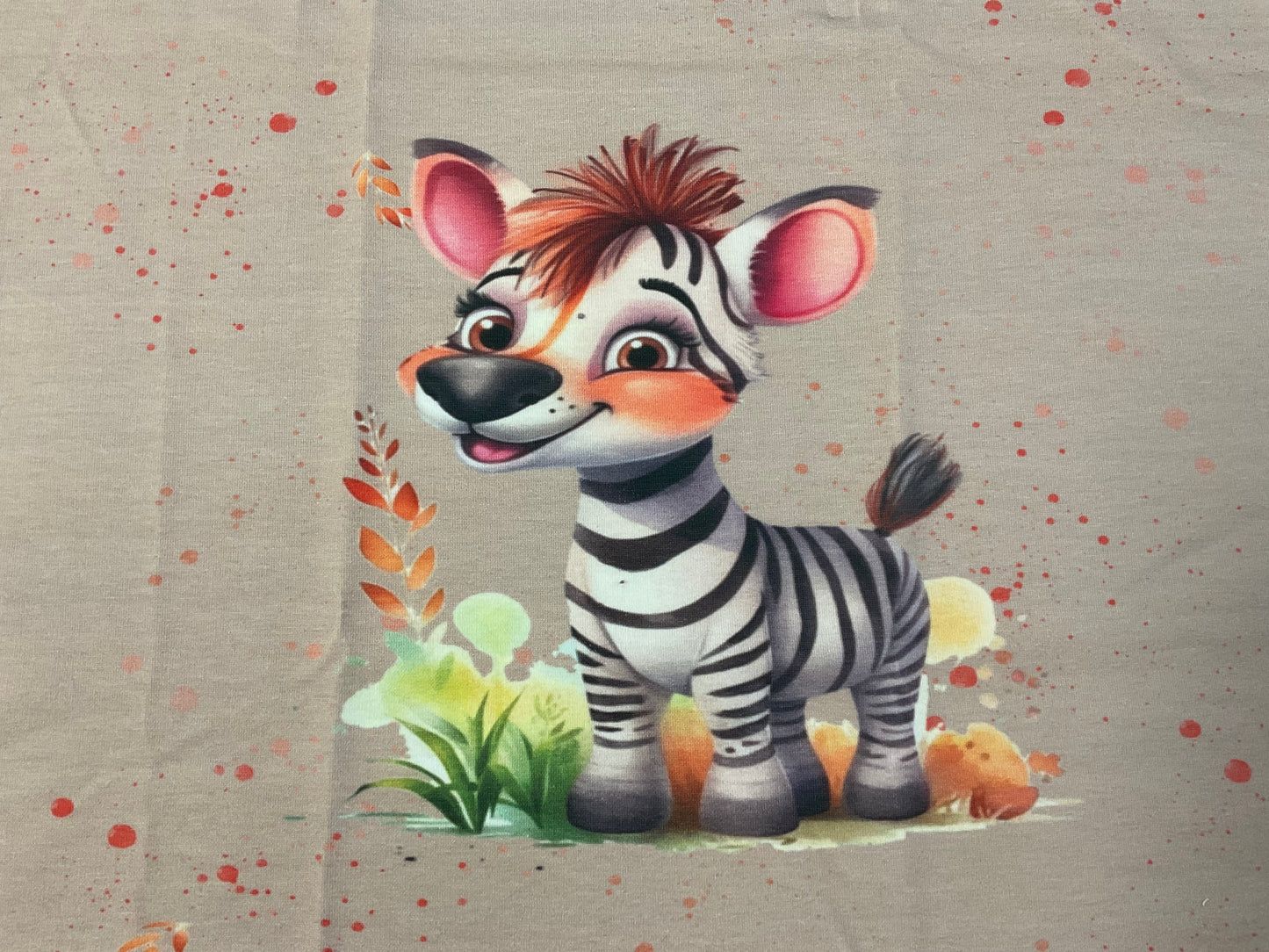 Panel Zebra / Blume Eigenproduktionen French Terry ca. 40 x 45 cm