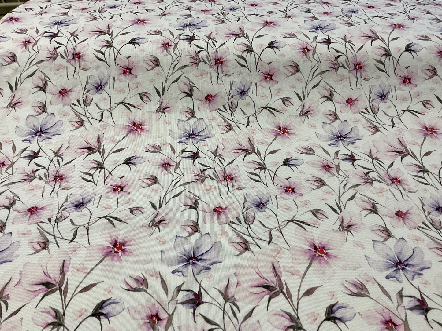 Baumwolljersey Blumen Aquarell 20 cm
