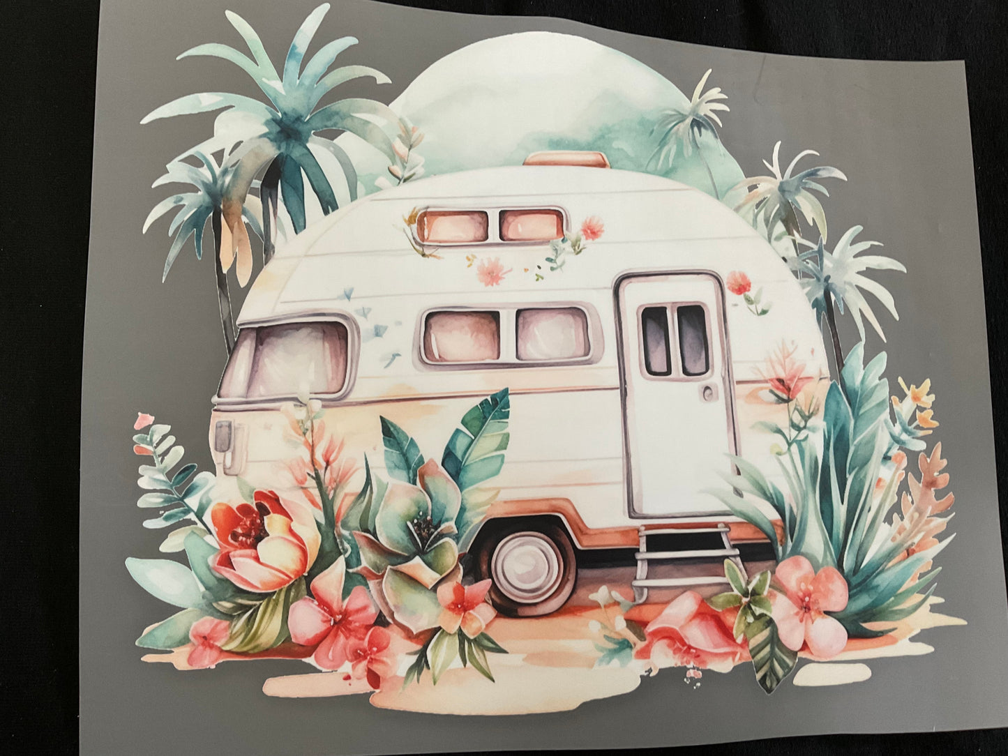 Bügelbild Wohnwagen 20 cm x 20 cm (Breite x Höhe )