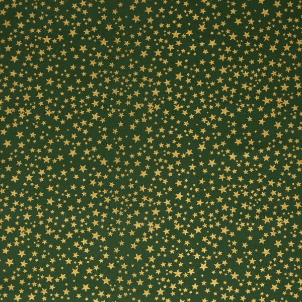 Stoff Weihnachten Neuss grün / Gold Sterne 20x150cm Patchworkstoff Quilten