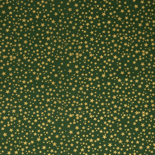 Stoff Weihnachten Neuss grün / Gold Sterne 20x150cm Patchworkstoff Quilten