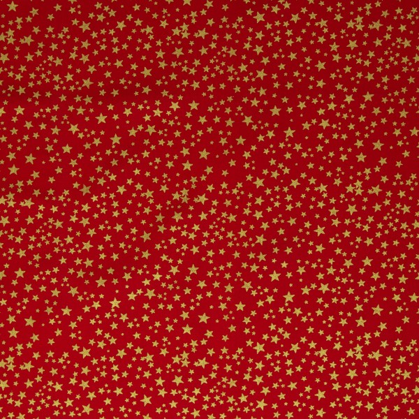 Stoff Weihnachten Neuss rot / gold Sterne  20x150cm Patchworkstoff Quilten