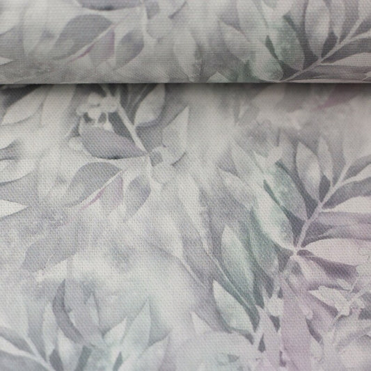 Barisa , Blätter - Canvas, offwhite, , Rauchblau / Graublau , Swafing ab 20 cm