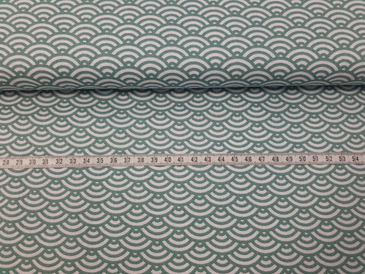 Baumwollstoff Swafing Kurt Muscheldesign in grau-weiß oder grün-weiß ab 20 cm